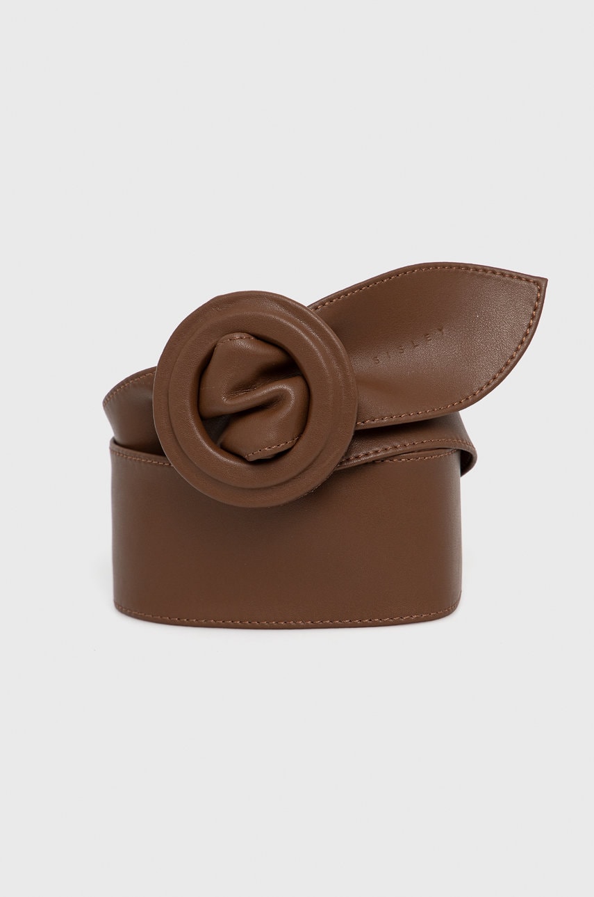 Sisley curea de piele femei, culoarea maro