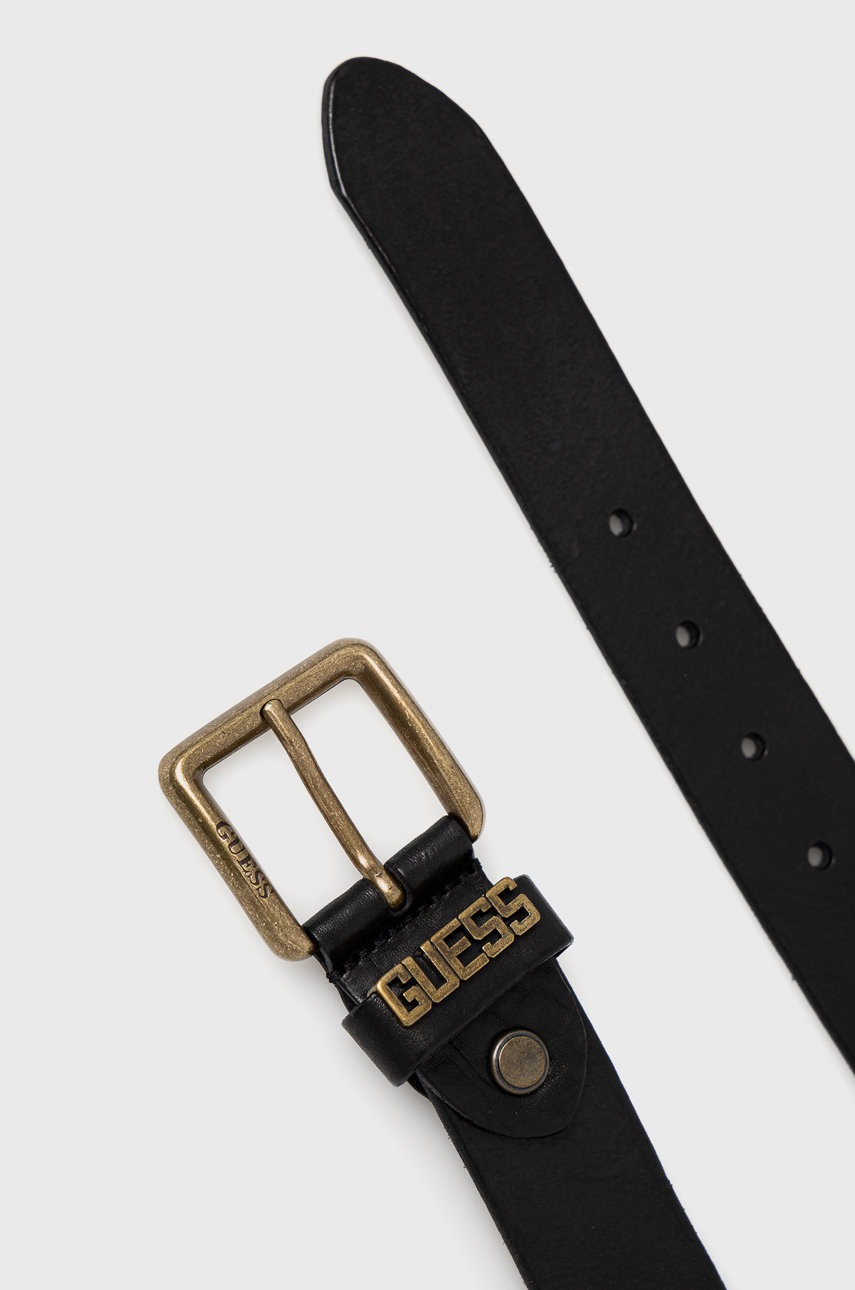 

Шкіряний ремінь Guess чоловічий колір чорний