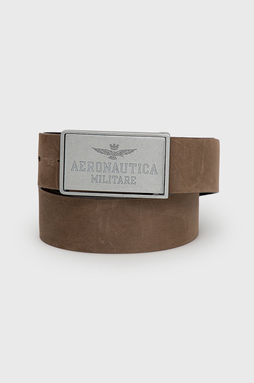 Aeronautica militare curea de piele bărbați, culoarea maro
