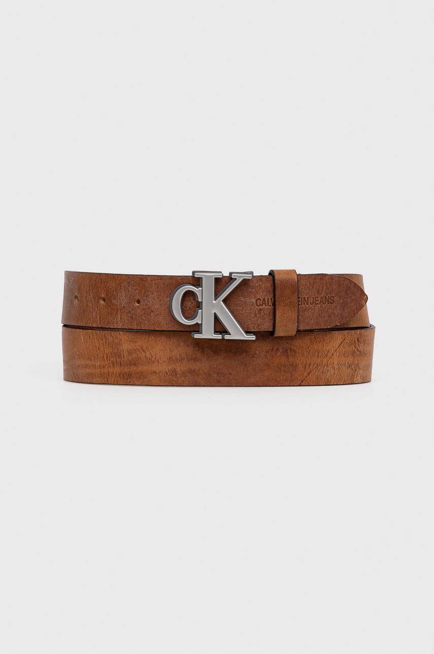 

Кожен колан Calvin Klein Jeans мъжки в кафяво, Кафяв
