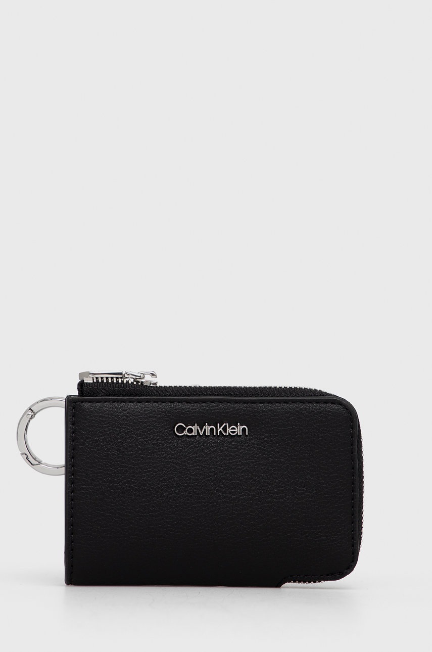 

Кожен портфейл Calvin Klein дамски в черно, Черен