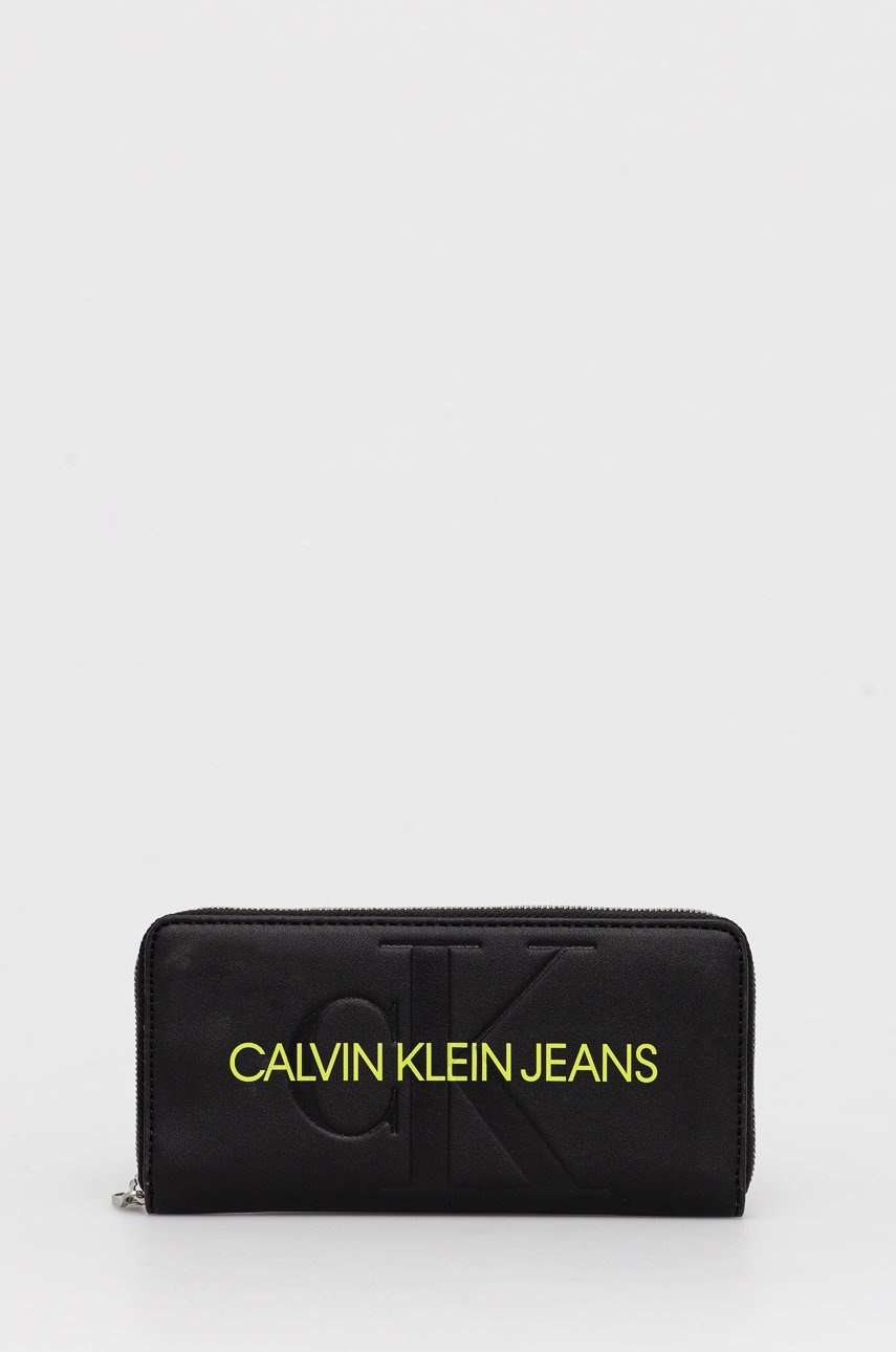 

Портфейл Calvin Klein Jeans дамски в черно, Черен