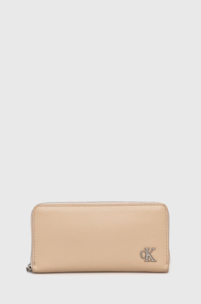 

Портфейл Calvin Klein Jeans дамски в прозрачен цвят, Бежов