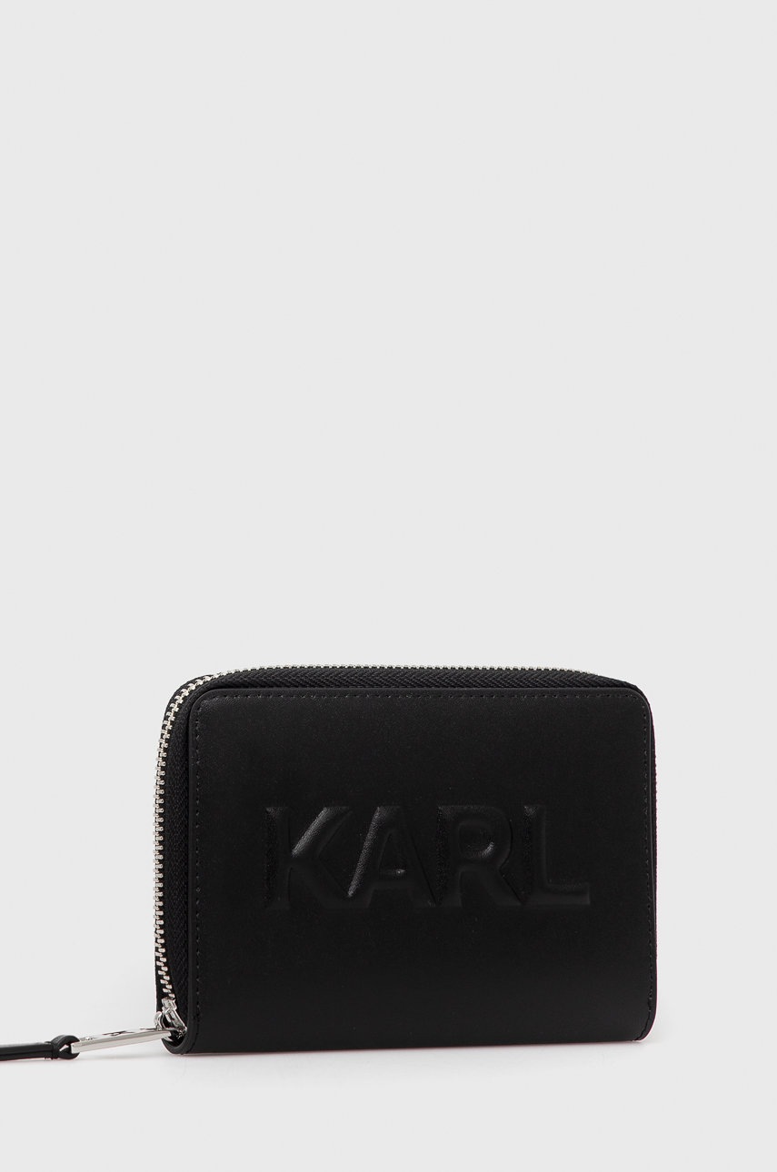 

Шкіряний гаманець Karl Lagerfeld жіночий колір чорний