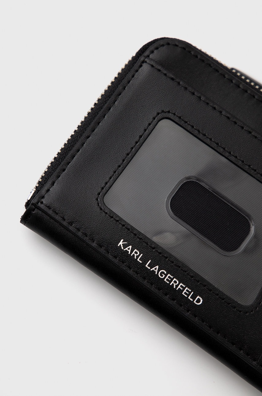 

Шкіряний гаманець Karl Lagerfeld жіночий колір чорний