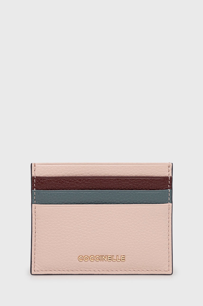 

Coccinelle - Кожен калъф за карти Metallic, Розов