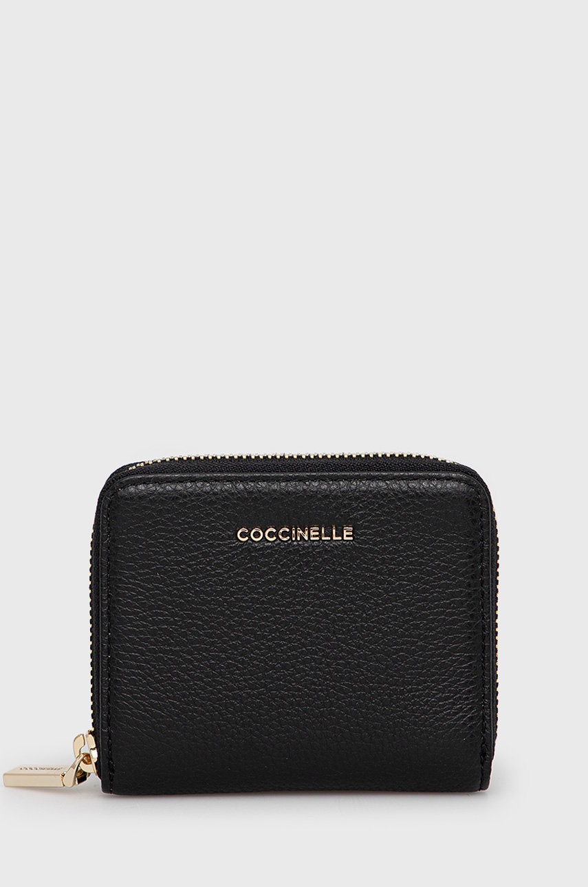 

Кожен портфейл Coccinelle дамски в черно, Черен