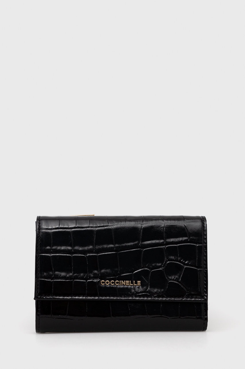 

Coccinelle - Кожен портфейл Metallic Croco, Черен