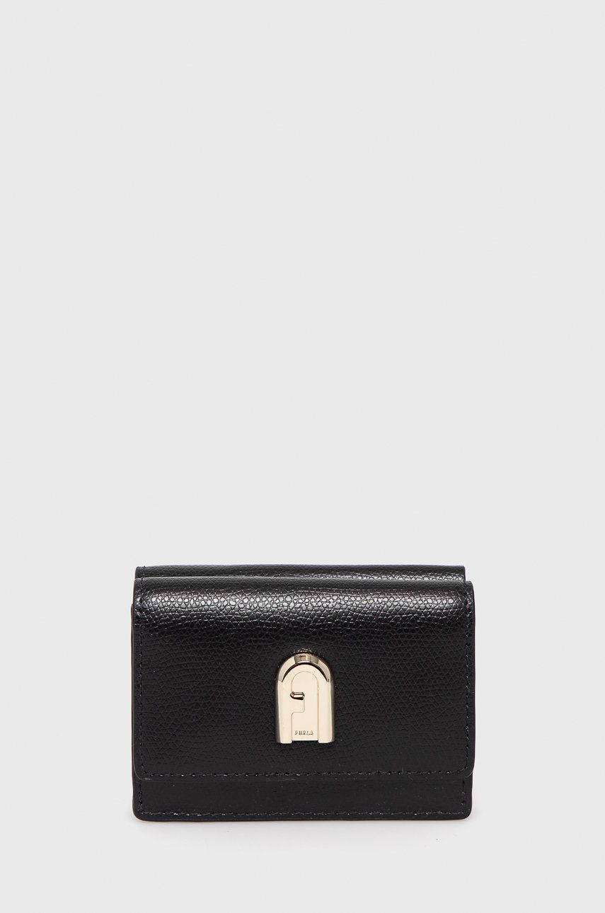 Kožená peňaženka Furla dámska, čierna farba