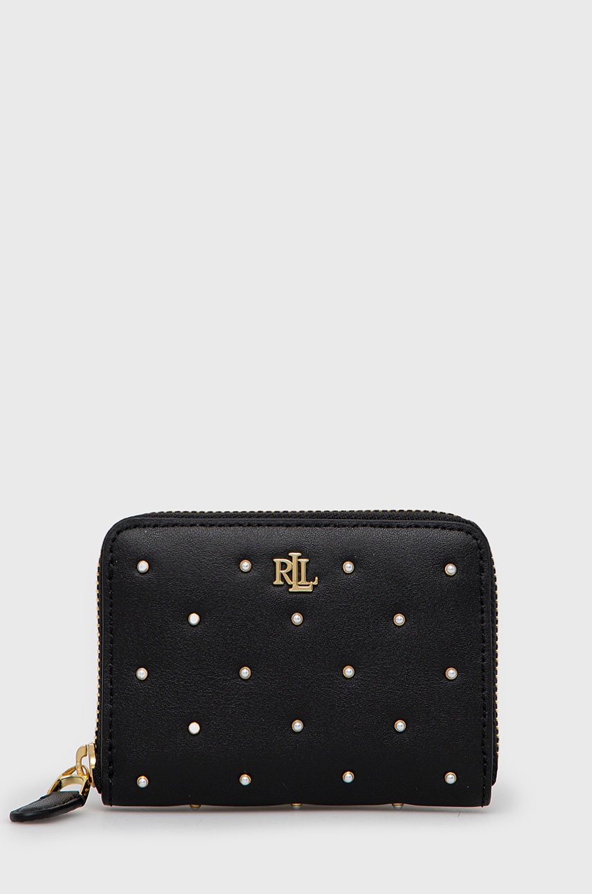 

Кожен портфейл Lauren Ralph Lauren дамски в черно, Черен