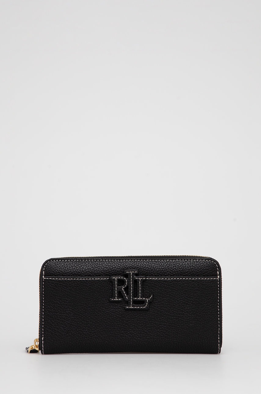 

Кожен портфейл Lauren Ralph Lauren дамски в черно, Черен