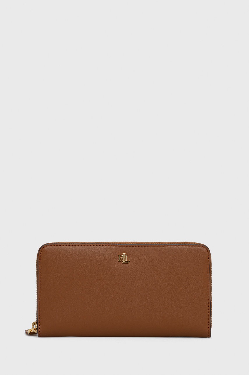 

Кожен портфейл Lauren Ralph Lauren дамски в кафяво, Кафяв