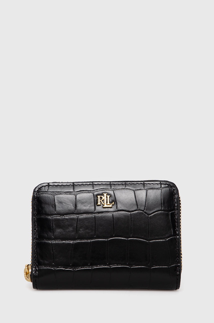

Кожен портфейл Lauren Ralph Lauren дамски в черно, Черен