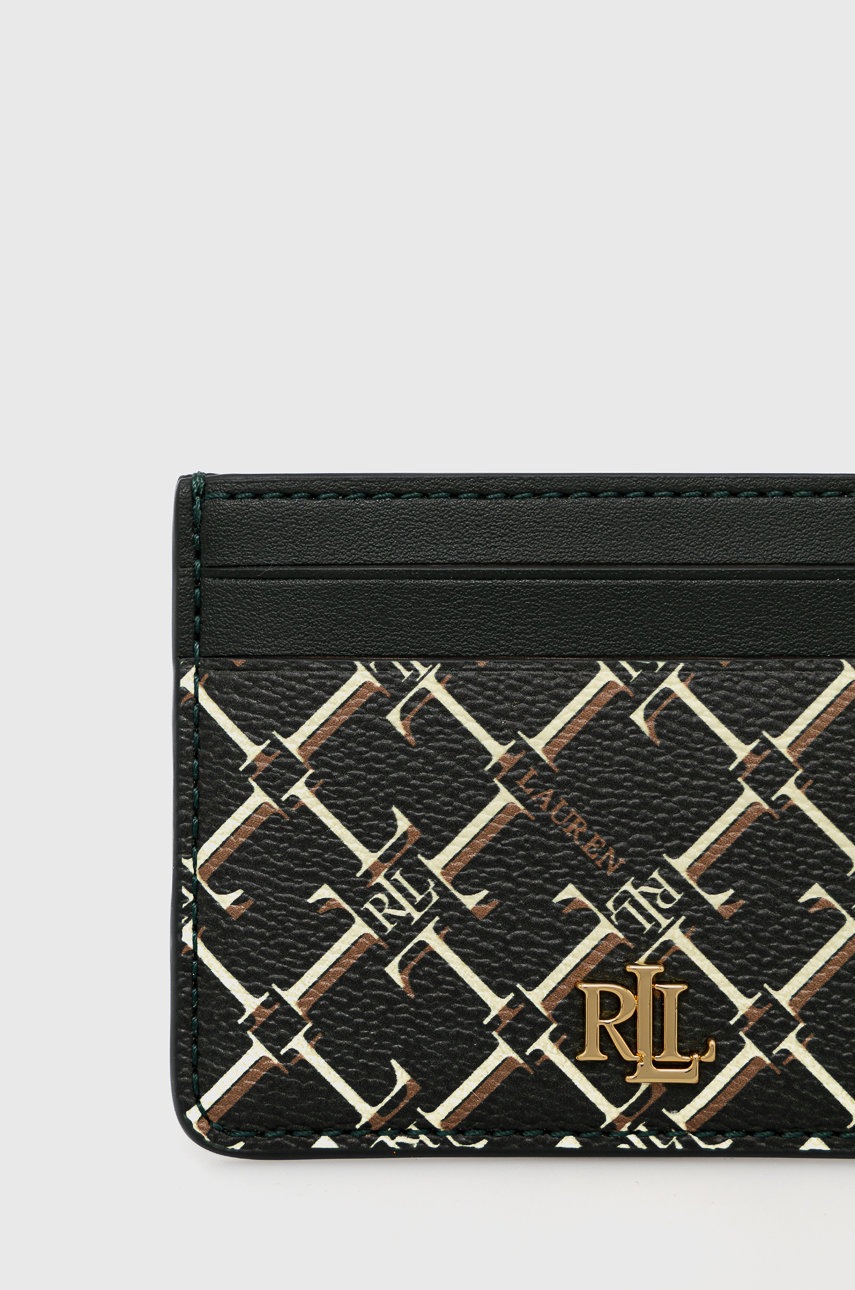 

Шкіряний гаманець Lauren Ralph Lauren жіночий колір зелений