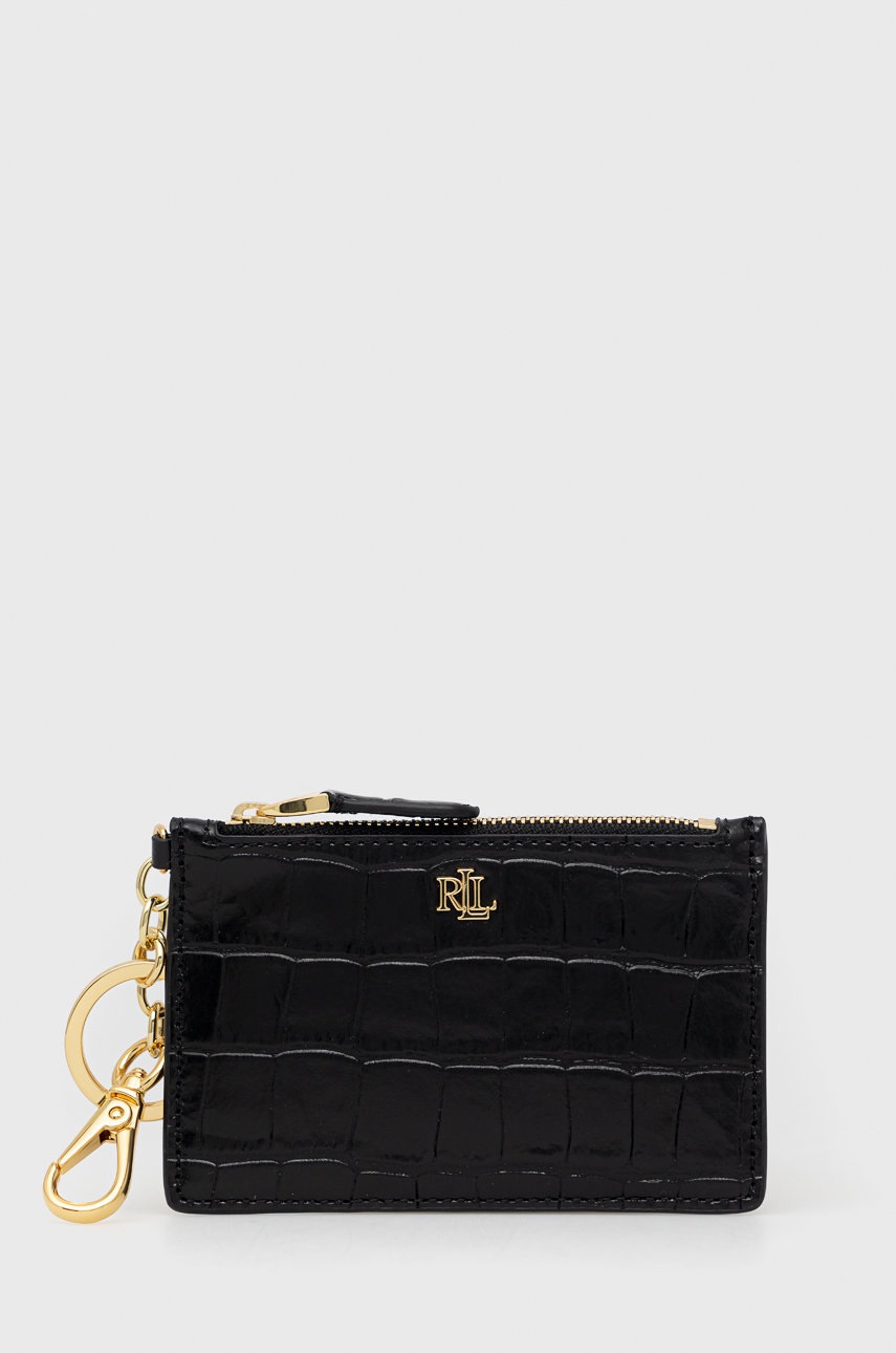 

Кожен портфейл Lauren Ralph Lauren дамски в черно, Черен