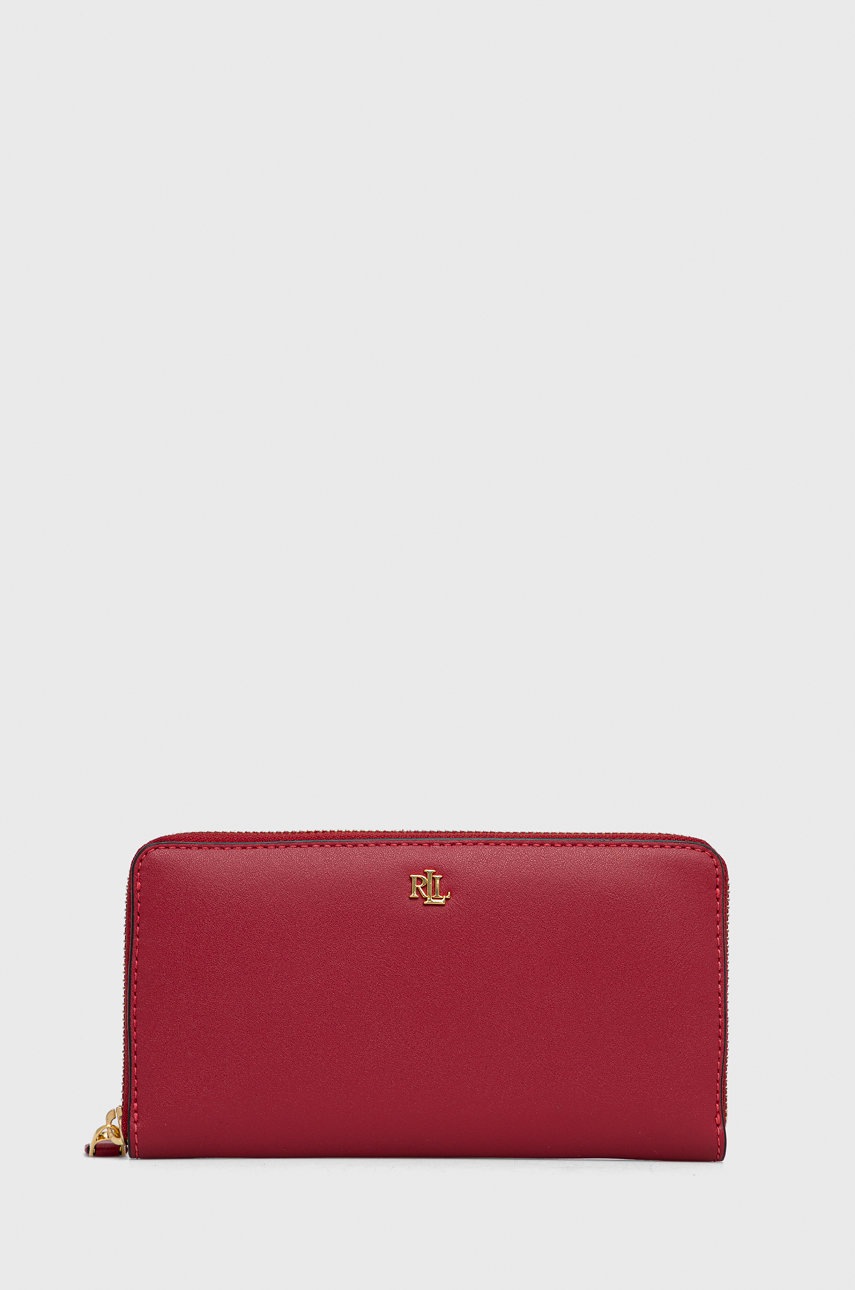 

Кожен портфейл Lauren Ralph Lauren дамски в червено, Червен