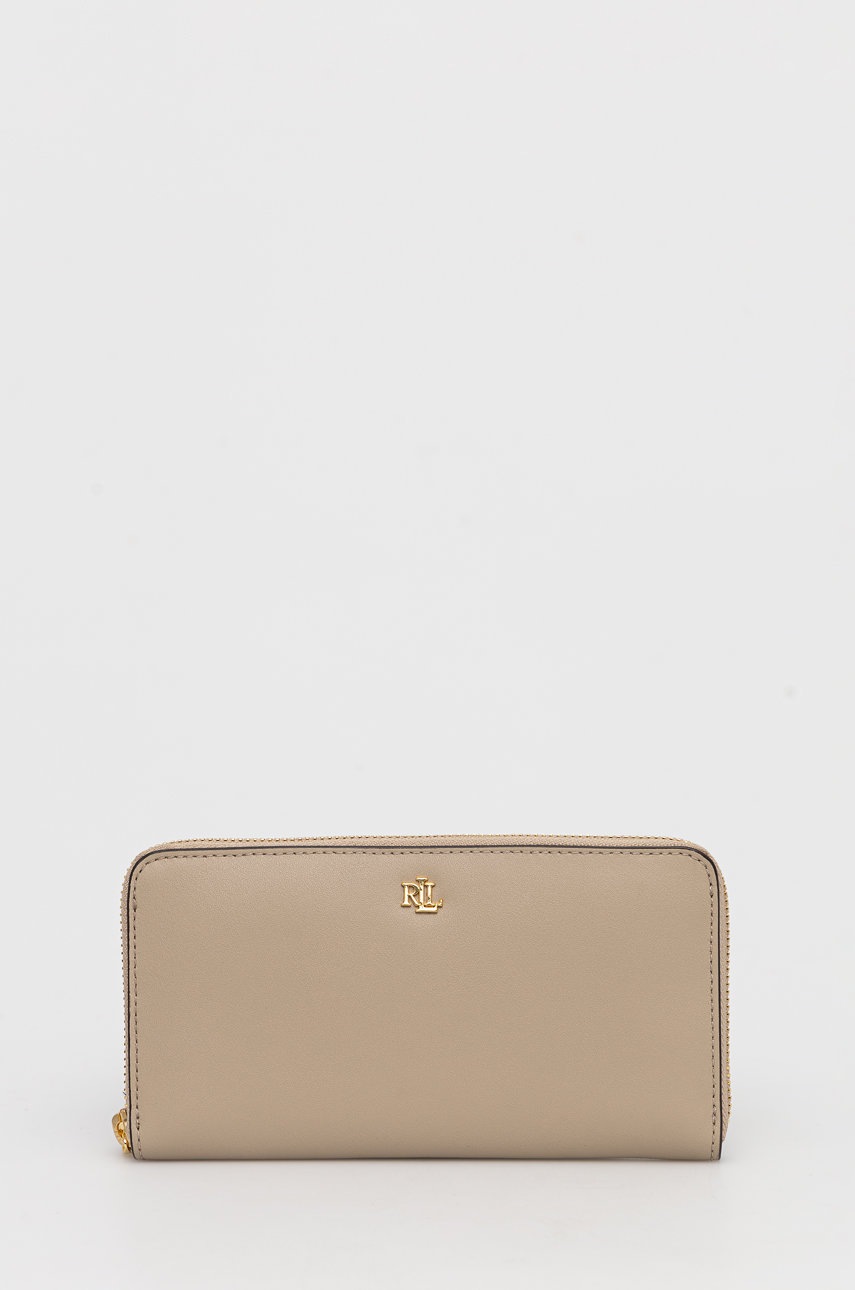 

Кожен портфейл Lauren Ralph Lauren дамски в бежово, Бежов