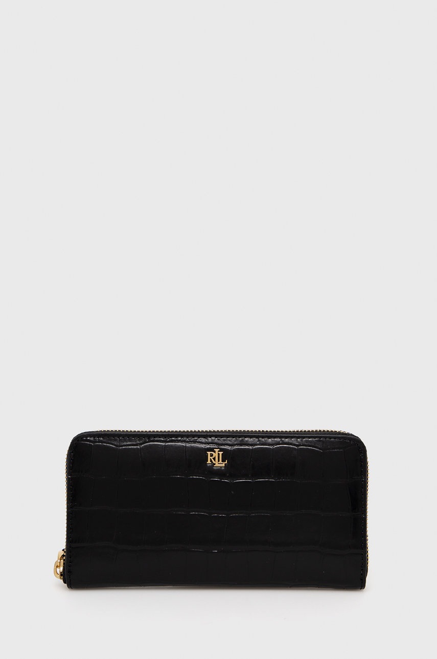 

Кожен портфейл Lauren Ralph Lauren дамски в черно, Черен