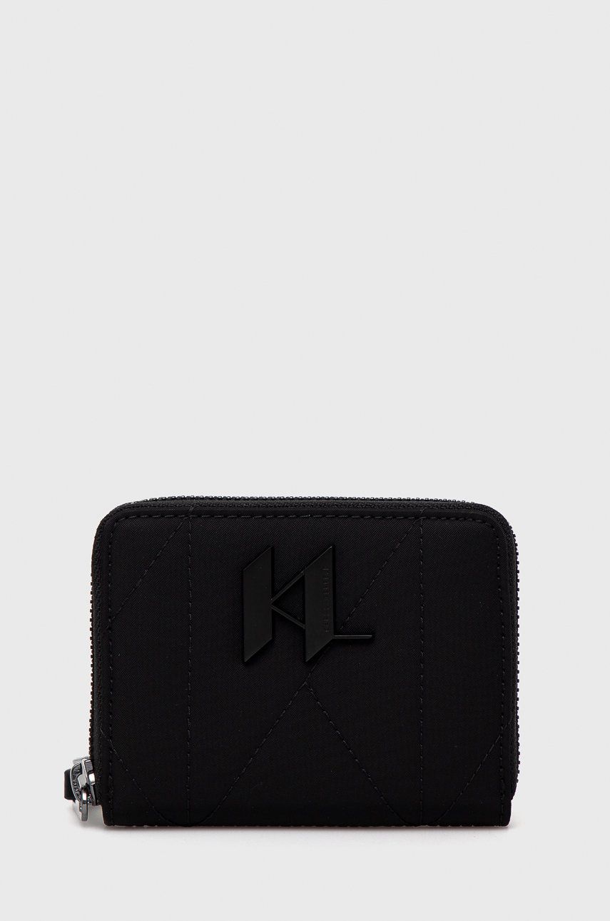 Peněženka Karl Lagerfeld dámská, černá barva - černá -  100% Recyklovaný polyamid