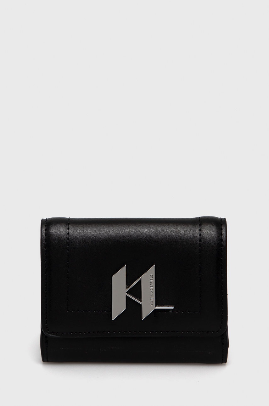 

Кожен портфейл Karl Lagerfeld дамски в черно, Черен
