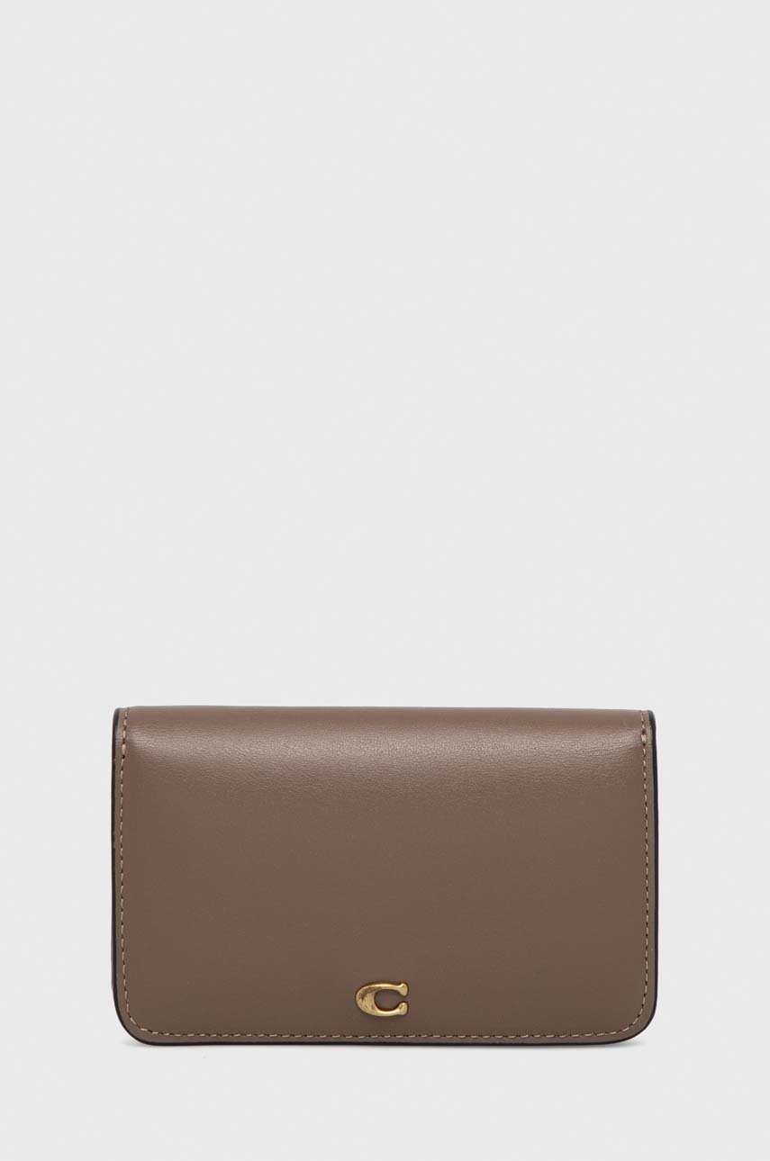 

Кожаный кошелек Coach женский цвет коричневый