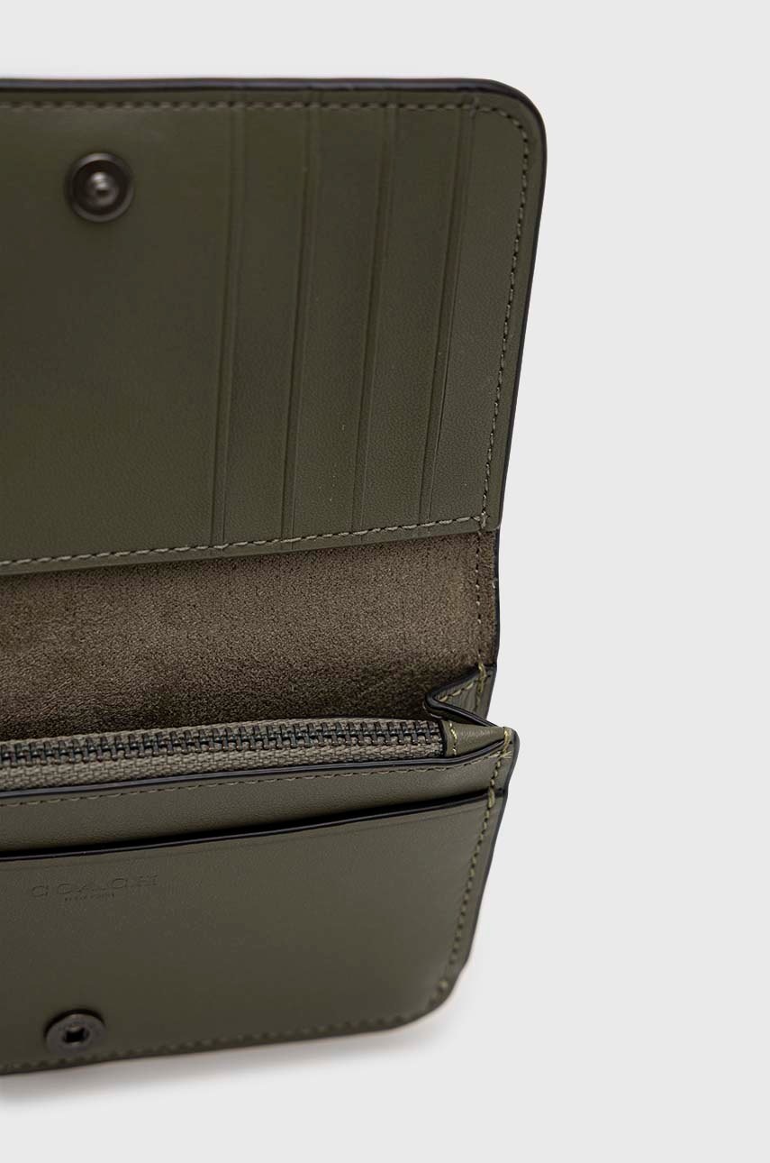

Кожаный кошелек Coach женский цвет зелёный