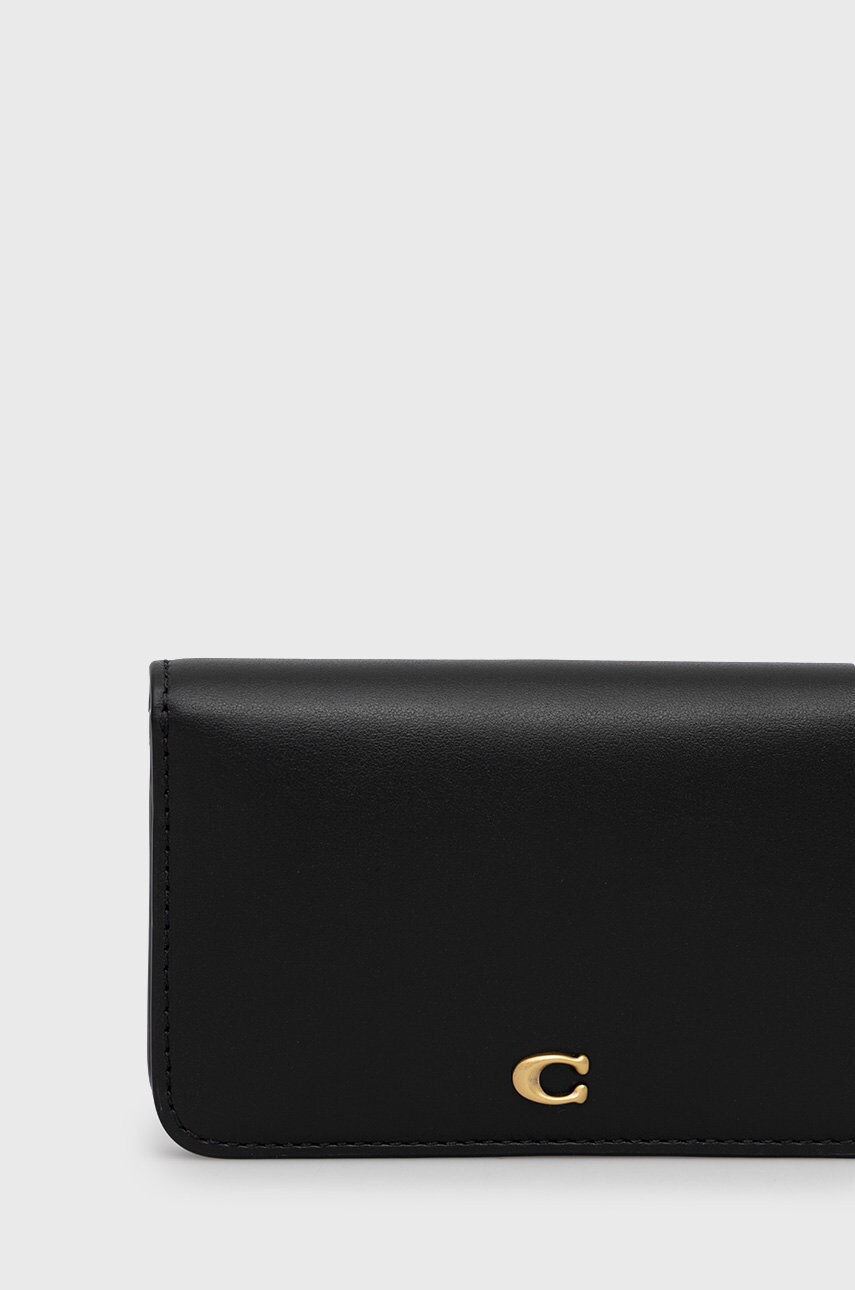 

Кожаный кошелек Coach женский цвет чёрный