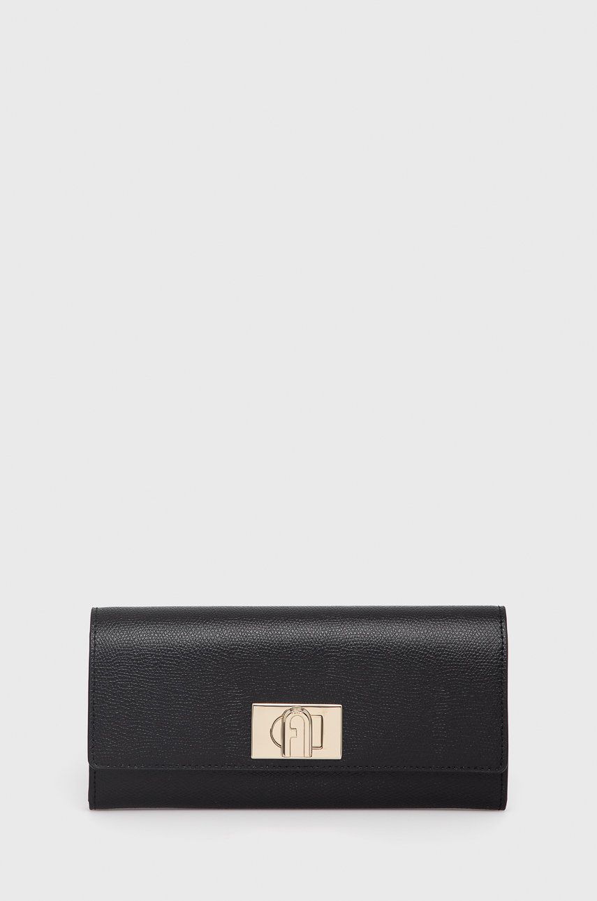 Levně Kožená peněženka Furla 1927 dámská, černá barva