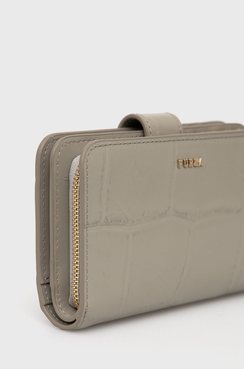 

Кожаный кошелек Furla Babylon женский цвет серый
