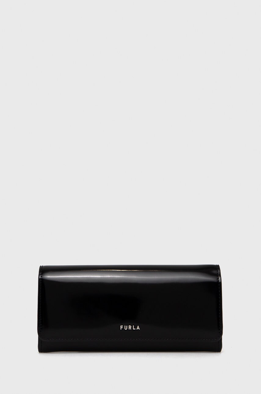 

Кожен портфейл Furla дамски в черно, Черен