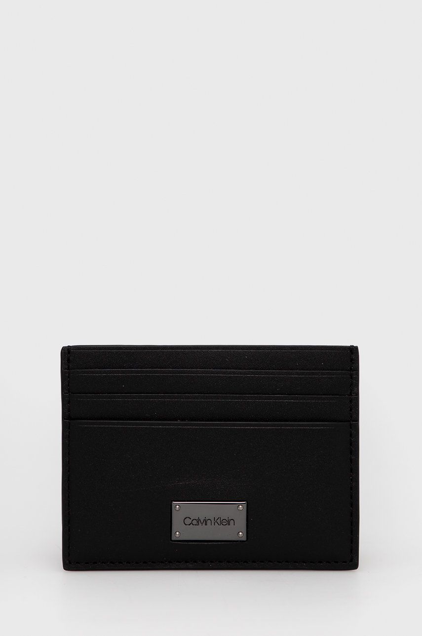 Calvin Klein Portfel skórzany męski kolor czarny