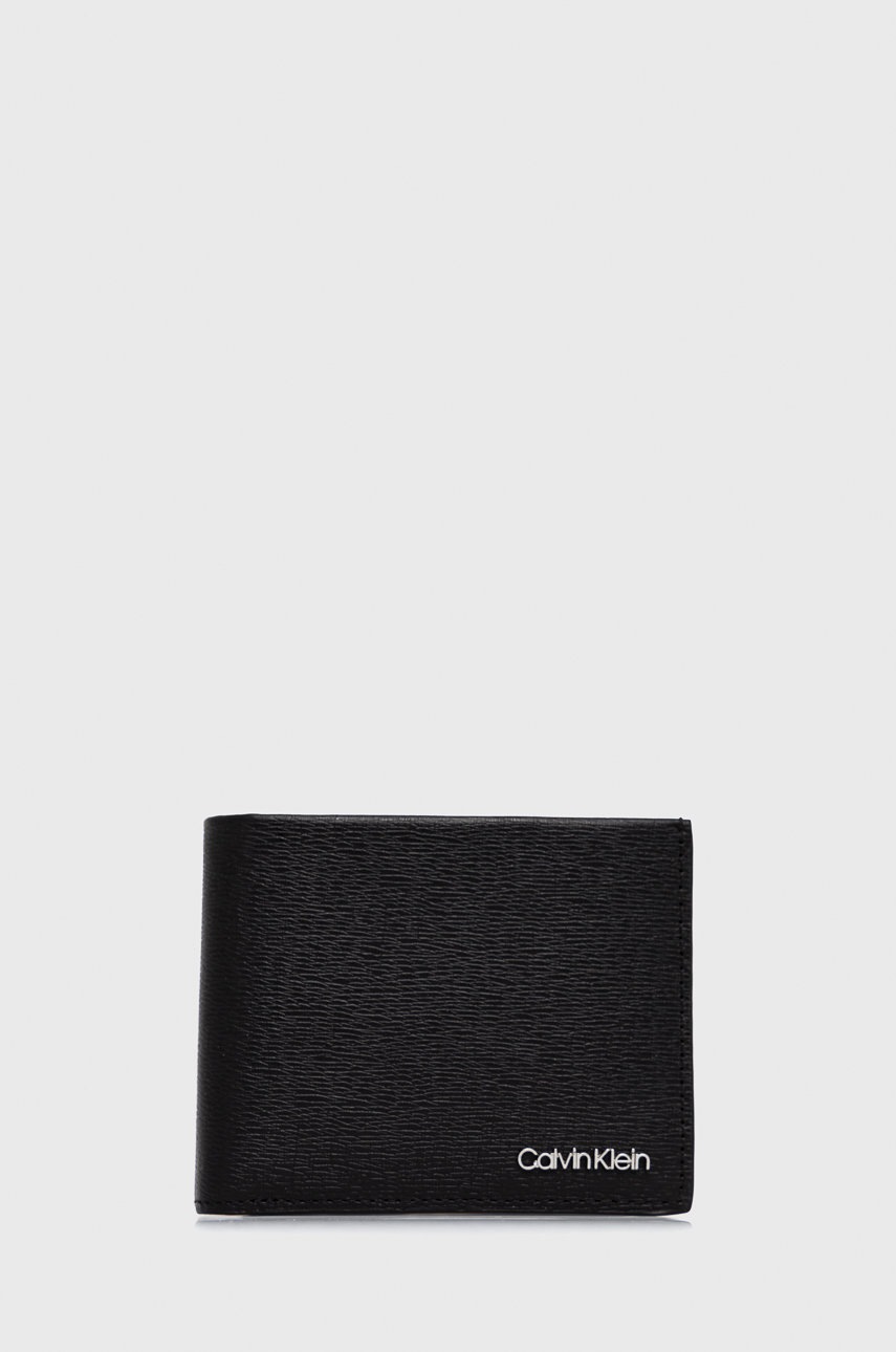 

Кожен портфейл + ключодържател Calvin Klein мъжки в черно, Черен