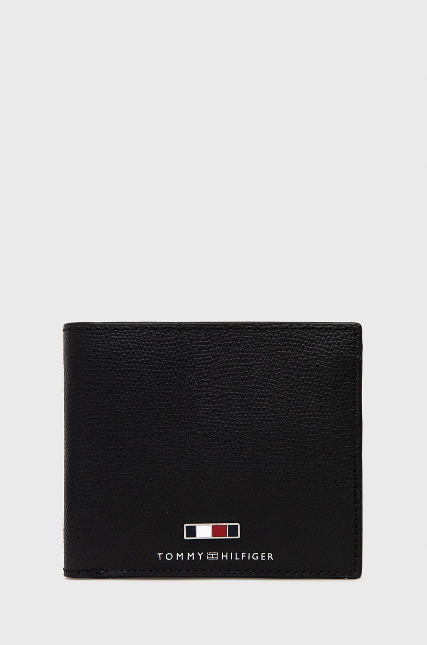 

Кожен портфейл Tommy Hilfiger мъжки в черно, Черен