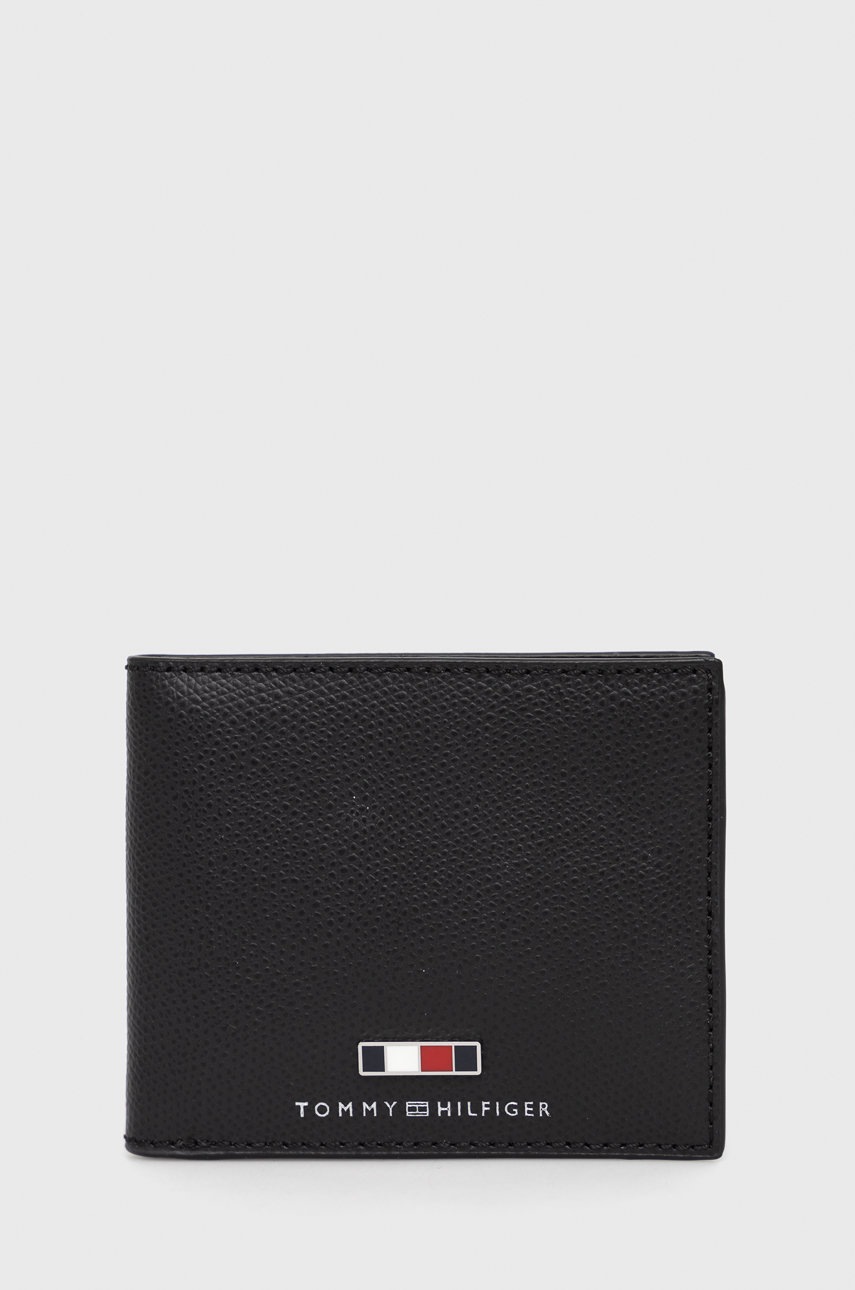 

Кожен портфейл Tommy Hilfiger мъжки в черно, Черен