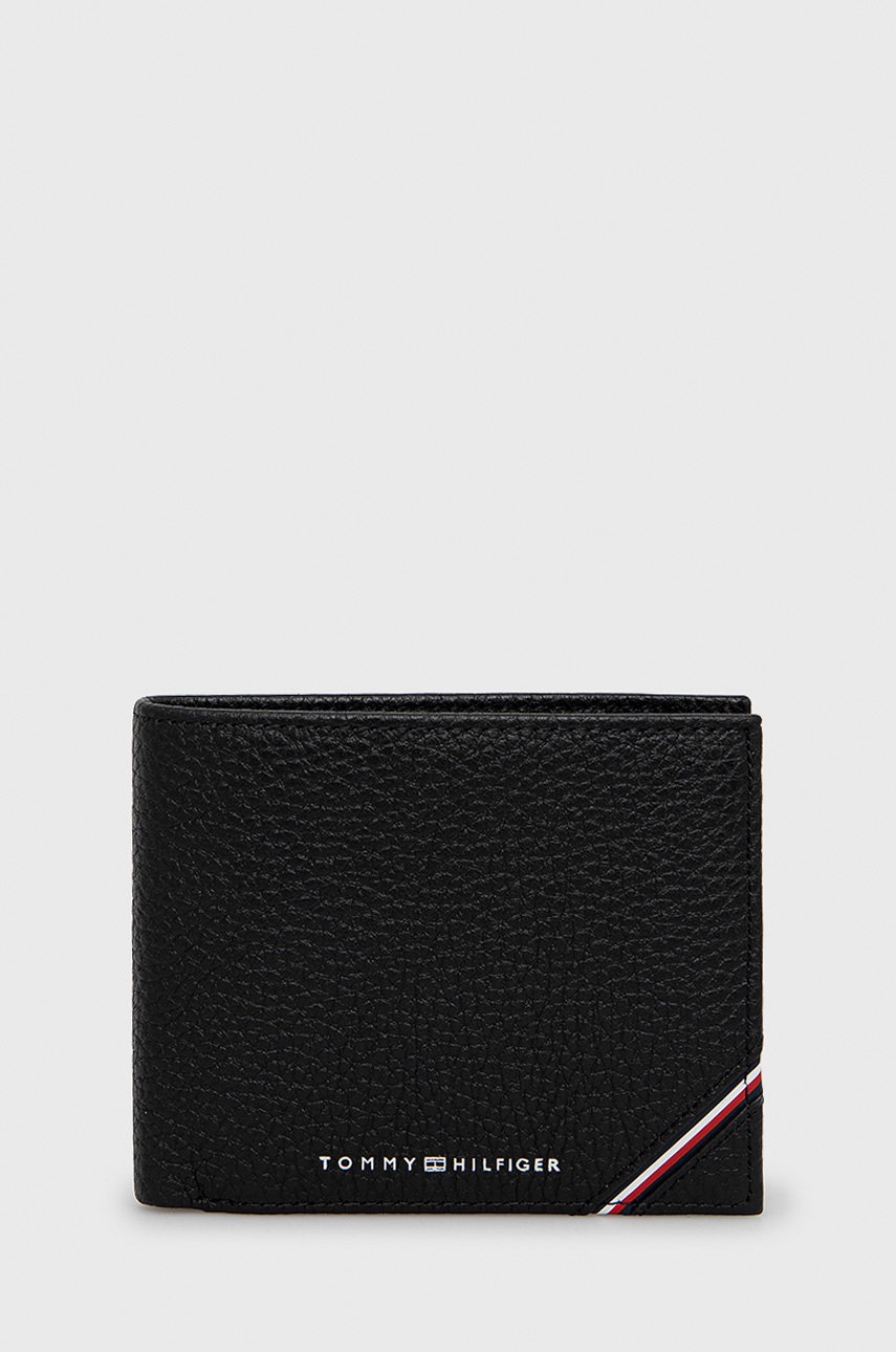 

Кожен портфейл Tommy Hilfiger мъжки в черно, Черен