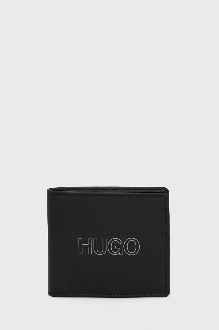 

Кожен портфейл Hugo мъжки в черно, Черен