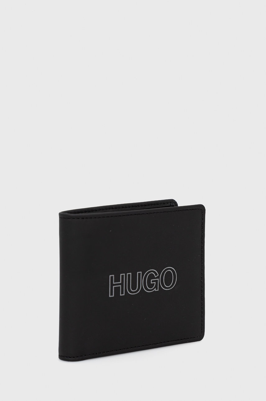 

Кожаный кошелек Hugo мужской цвет чёрный
