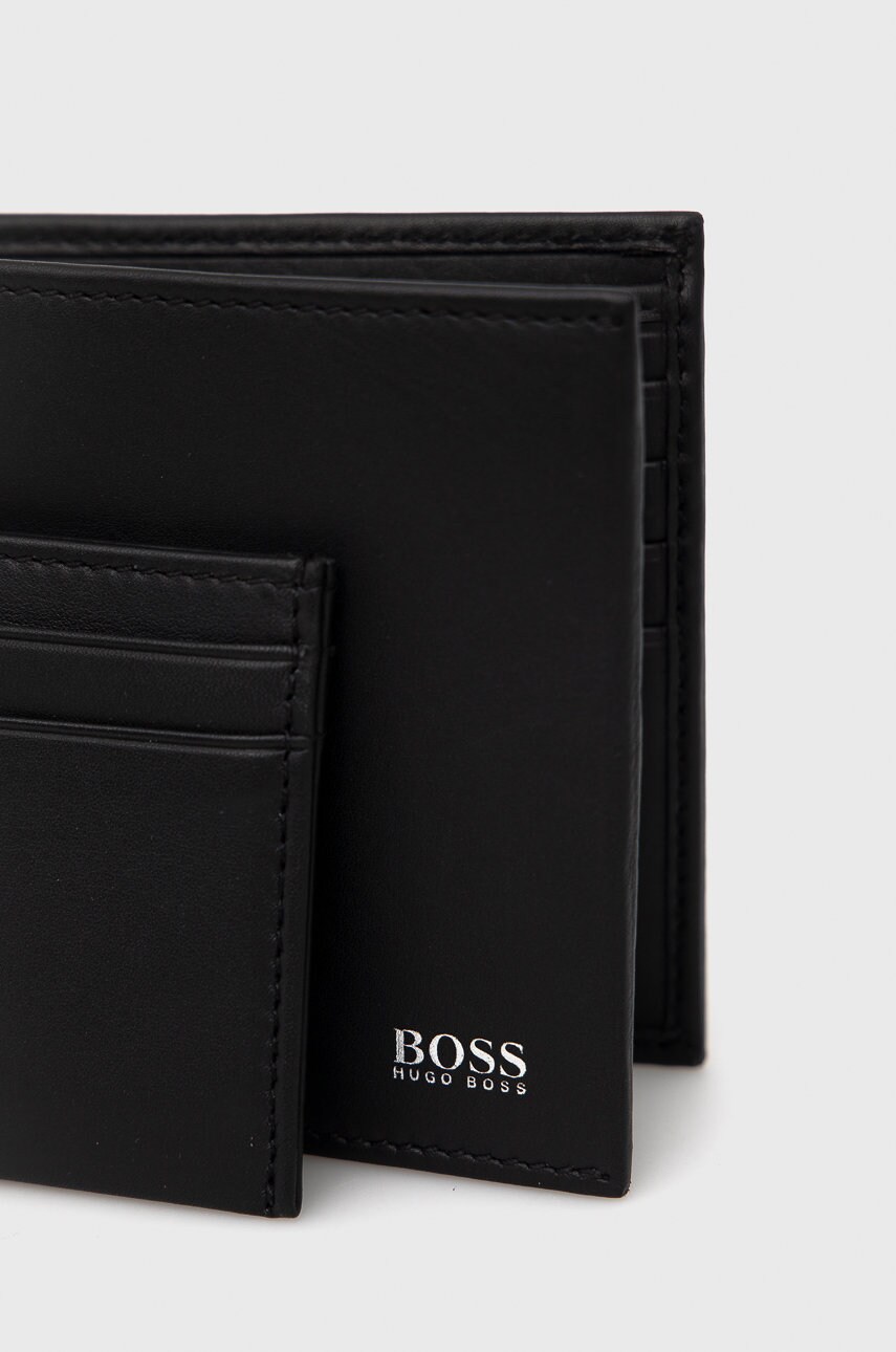 

Кожаные кошелёк и чехол для карт Boss мужской цвет чёрный