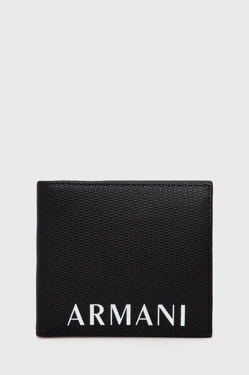 

Кожен портфейл Armani Exchange мъжки в черно, Черен