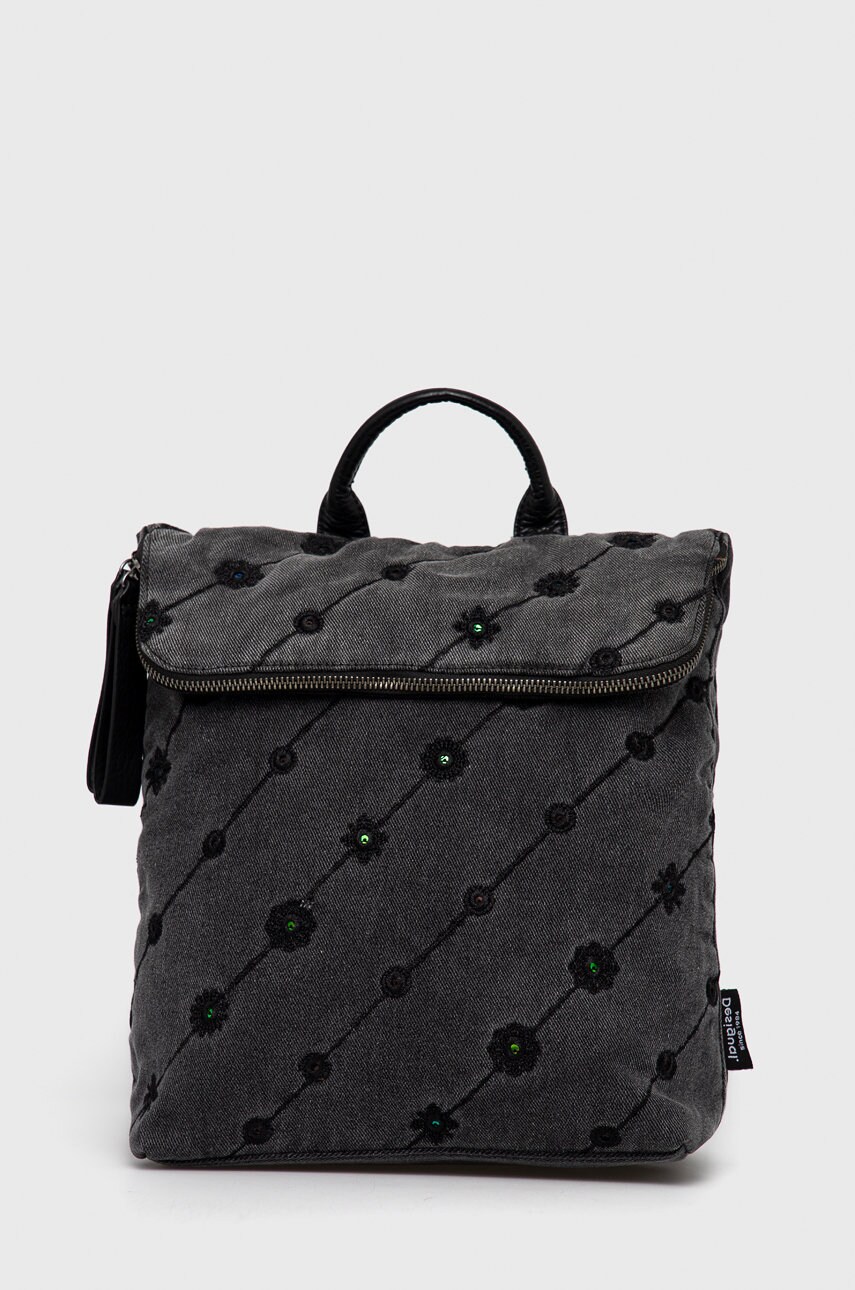 Desigual rucsac femei, culoarea gri, mare, cu imprimeu