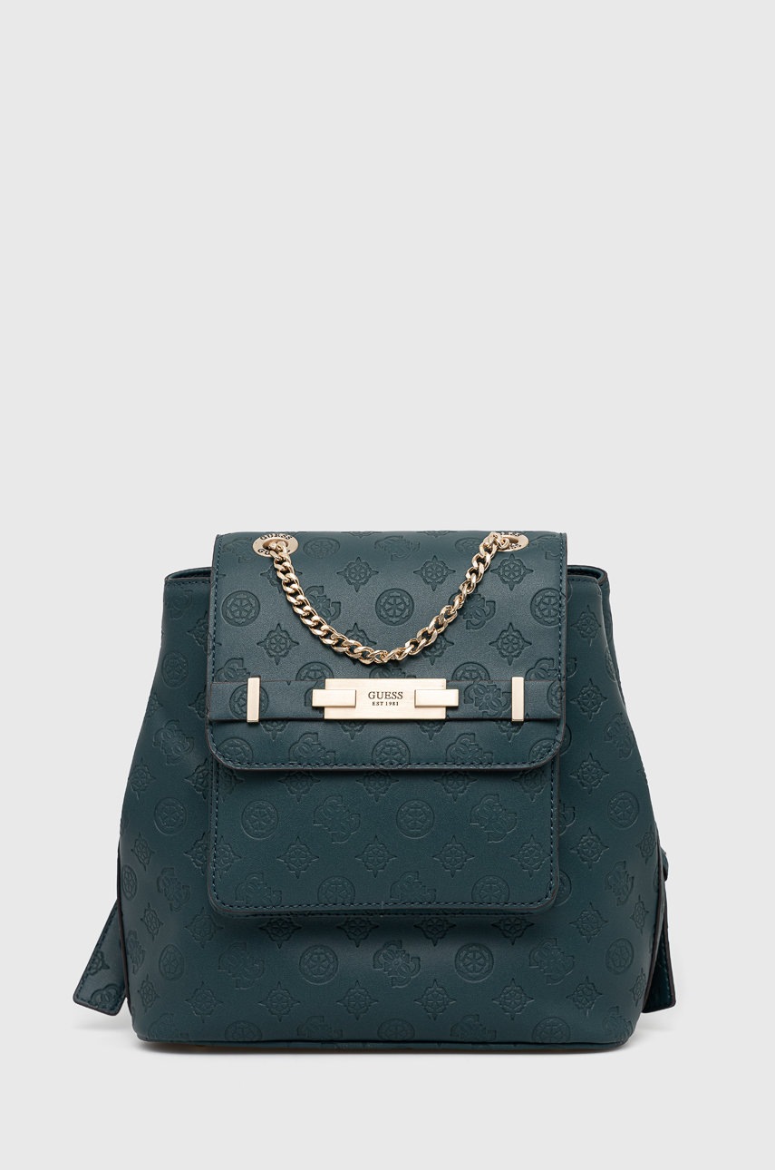 

Раница Guess дамска в зелено малък размер с изчистен дизайн, Зелен