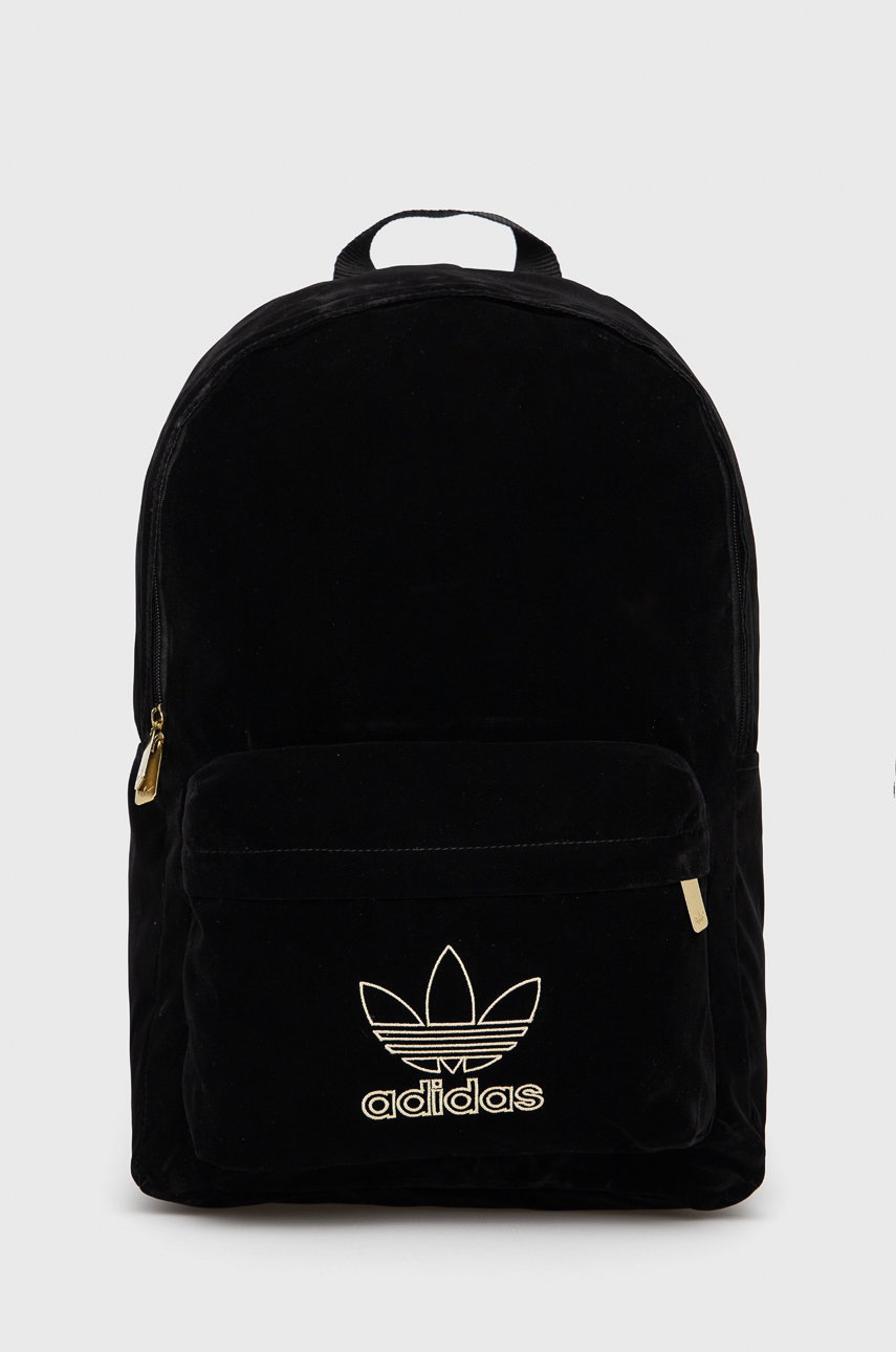 

Раница adidas Originals дамска в черно голям размер с апликация, Черен