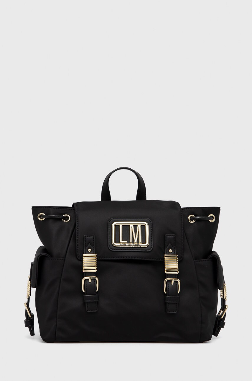 Love Moschino Rucsac femei, culoarea negru, mic, material neted
