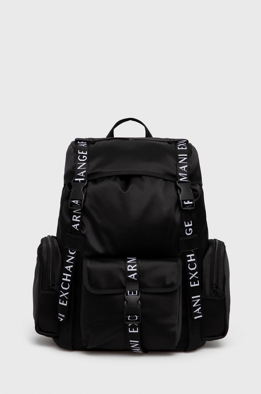 

Раница Armani Exchange мъжка в черно голям размер с изчистен дизайн, Черен