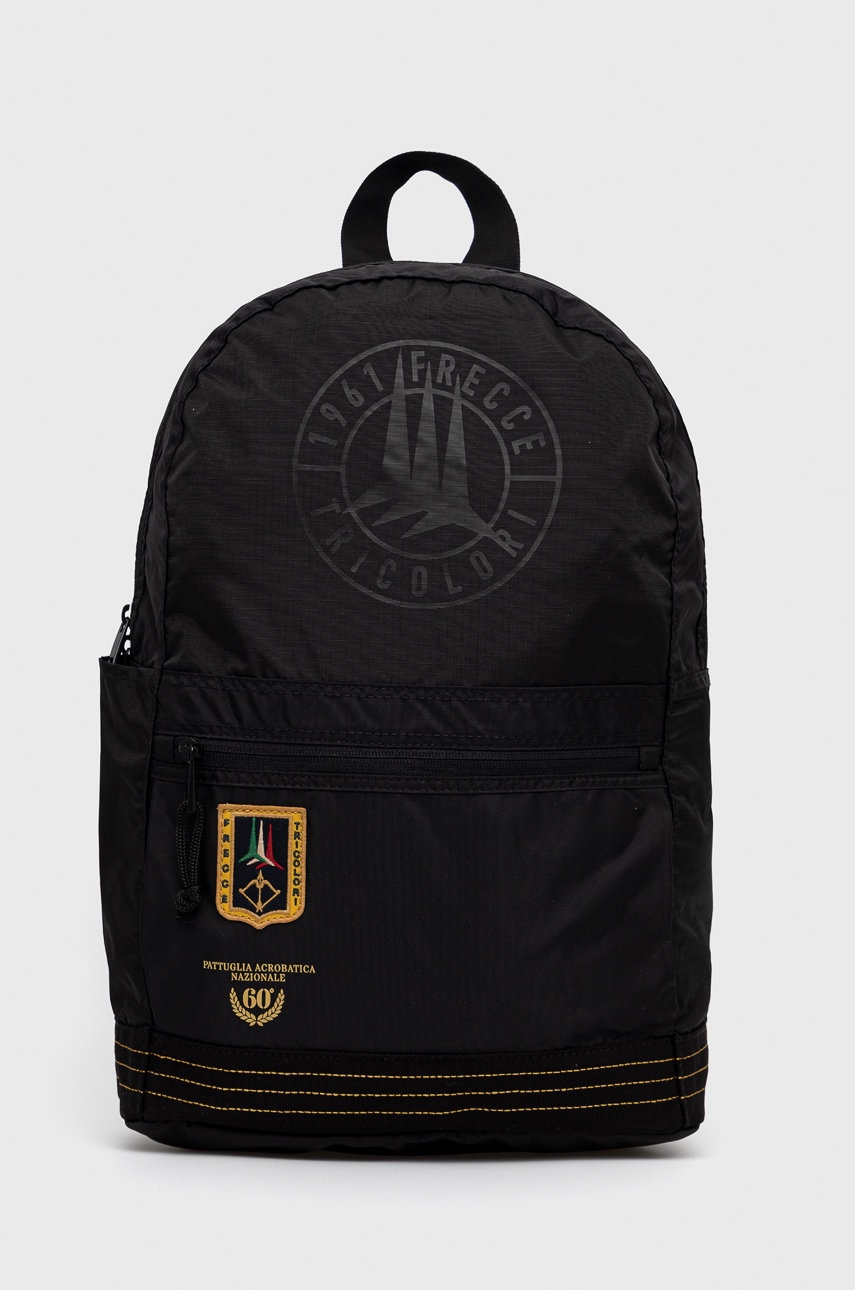Aeronautica militare rucsac bărbați, culoarea negru, mare, cu imprimeu