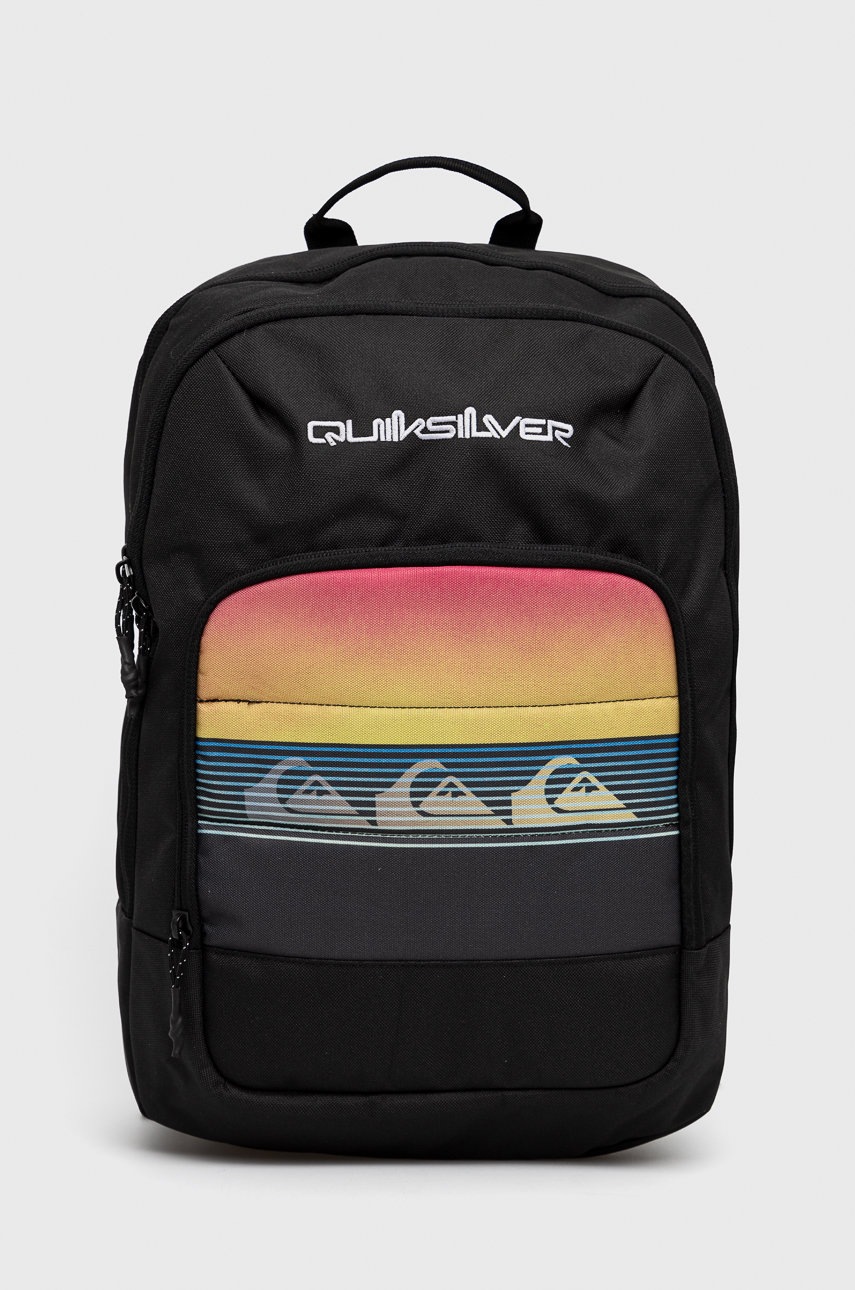 

Раница Quiksilver мъжка в черно голям размер с принт, Черен