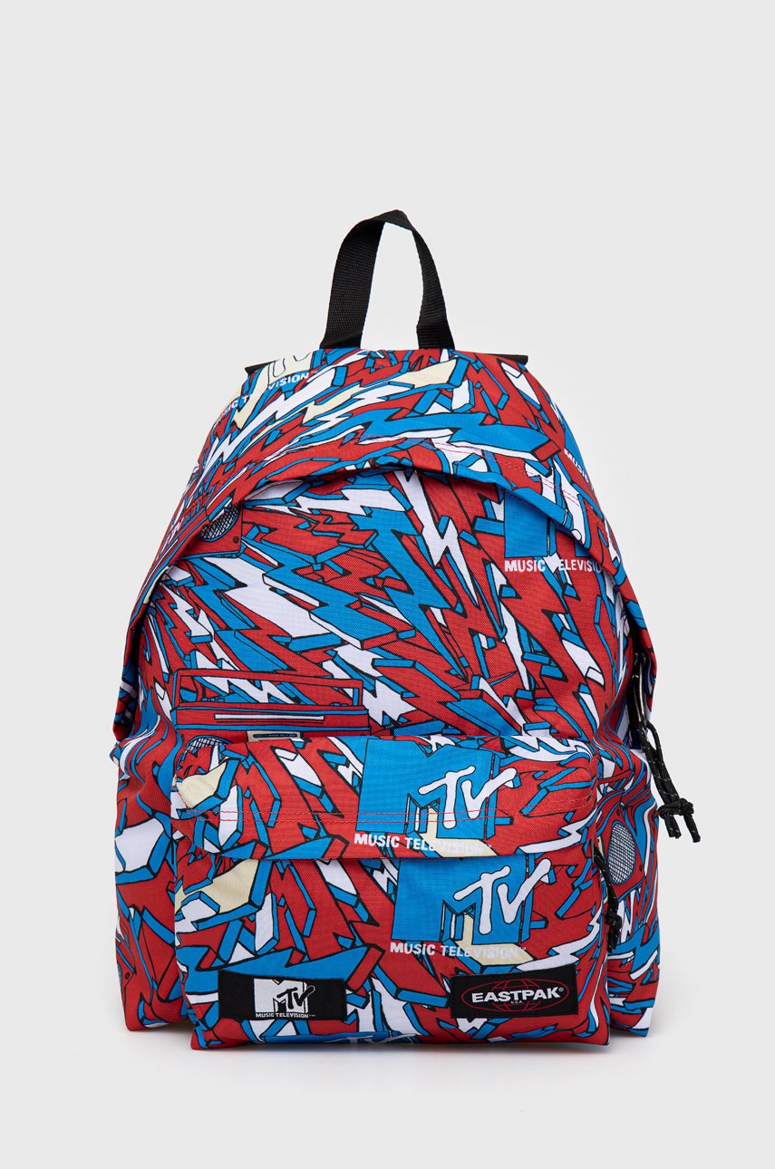 

Раница Eastpak x MTV в червено голям размер с десен, Червен