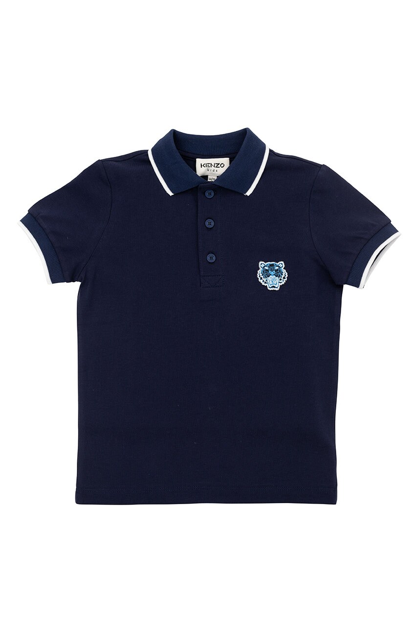 Kenzo kids tricouri polo din bumbac pentru copii culoarea albastru marin, cu imprimeu