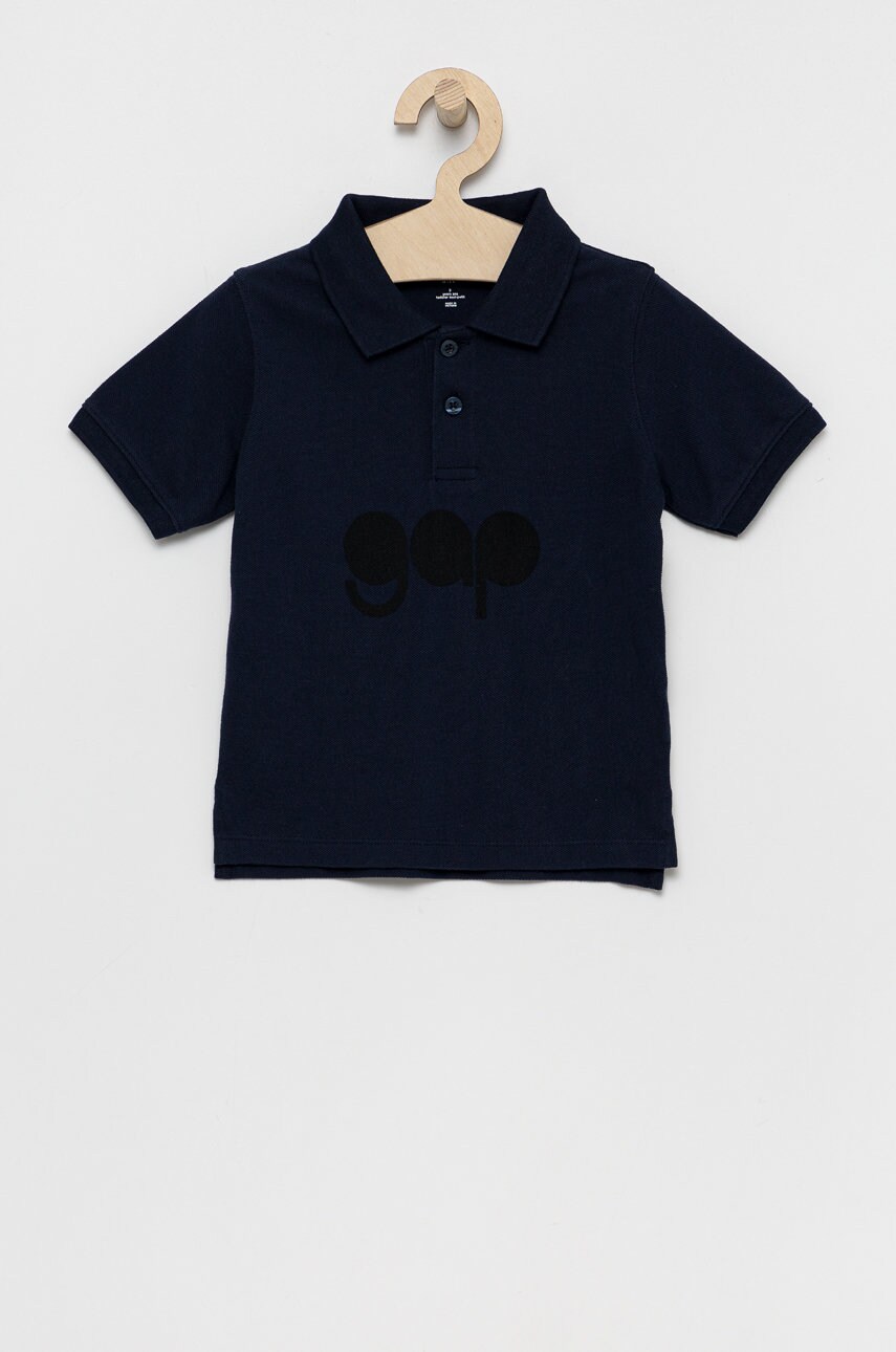 Gap tricou polo copii culoarea albastru marin, cu imprimeu