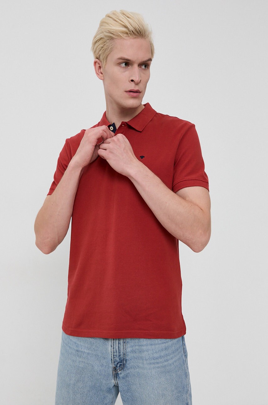 Tom tailor polo de bumbac culoarea rosu, material neted
